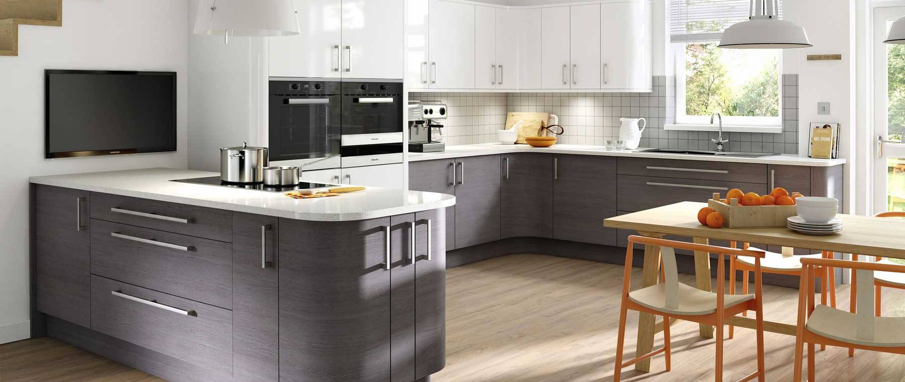 Horizon Oak Blue Steel and White Gloss